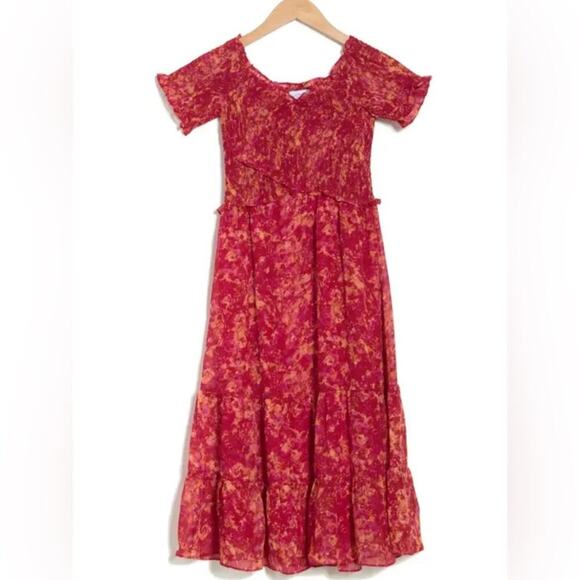 LUCY PARIS‎ SMOCKED RED DRESS USA M EUR 40 - Picture 1 of 8